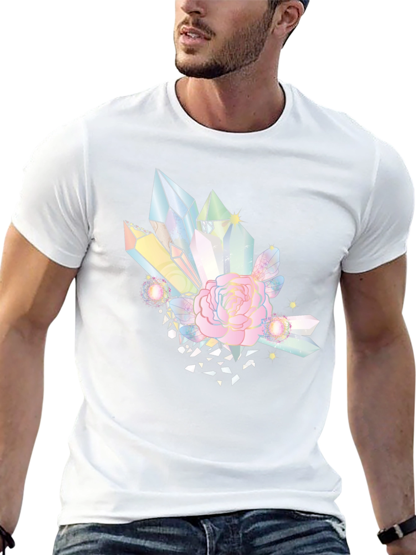 Crystal & Rose Graphic Tee - Stylish Black T-Shirt