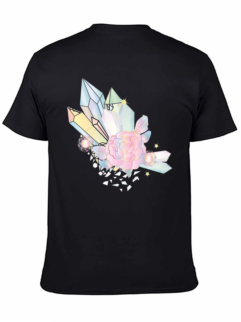 Crystal & Rose Graphic Tee - Stylish Black T-Shirt