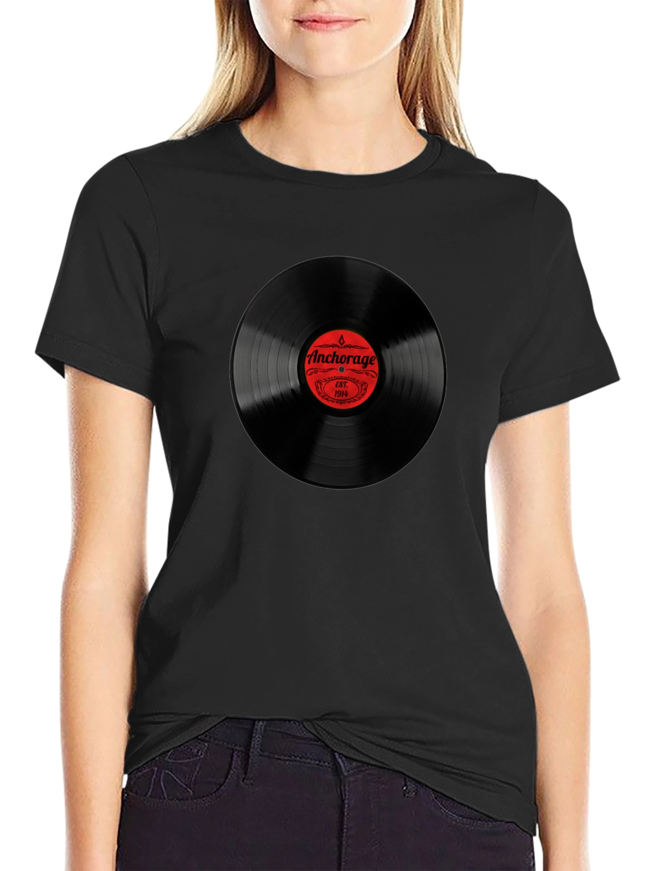 Anchorage Vinyl Record Black T-Shirt
