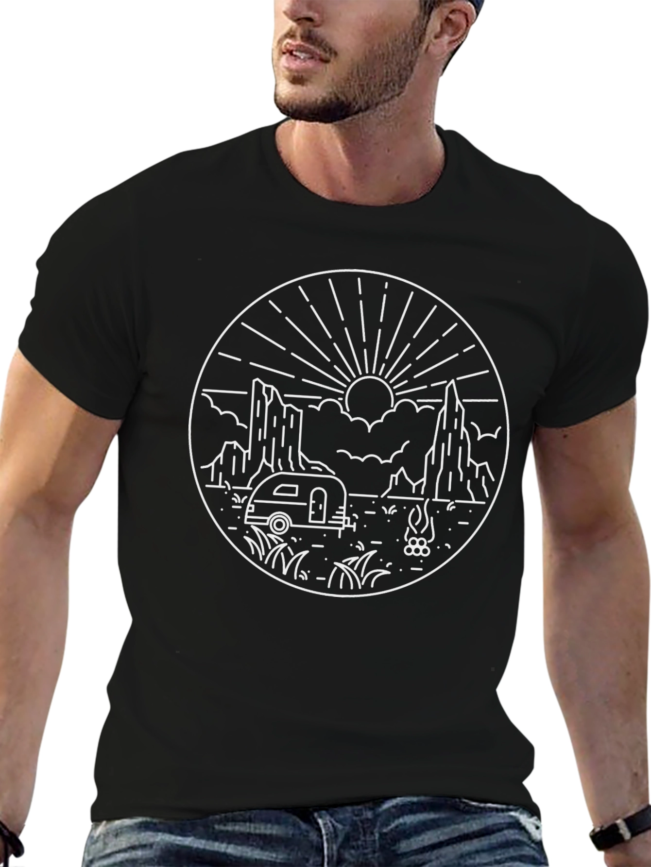 Adventure Camping Graphic Tee - Black