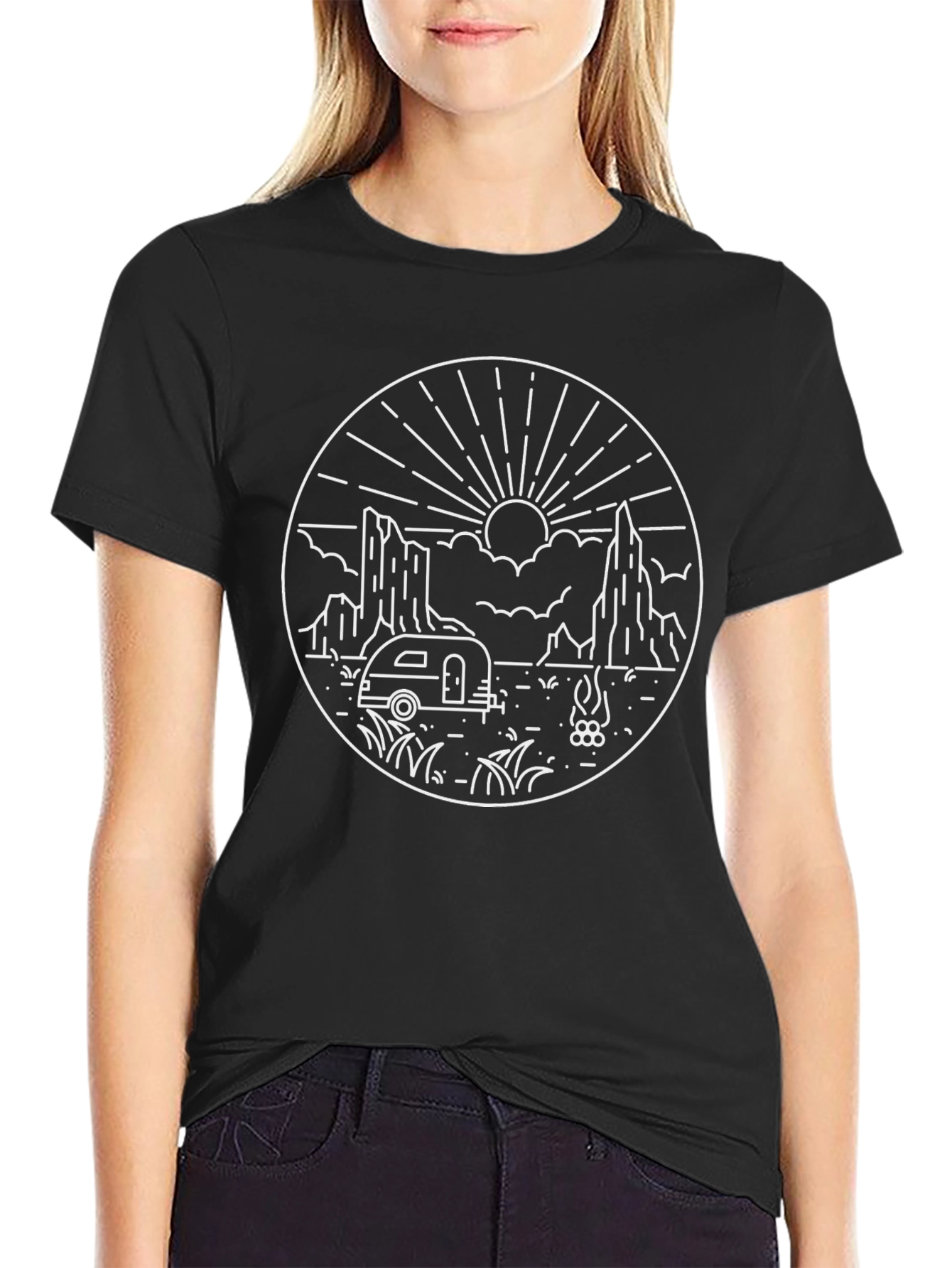 Adventure Camping Graphic Tee - Black