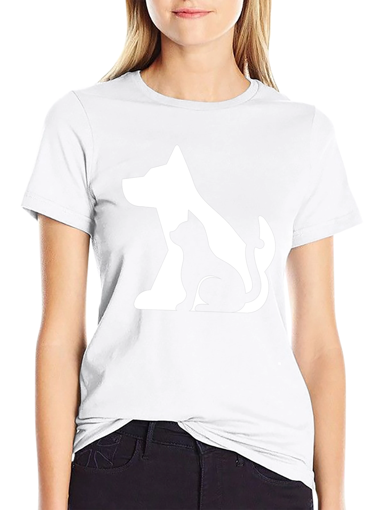 Dog & Cat Graphic Black T-Shirt