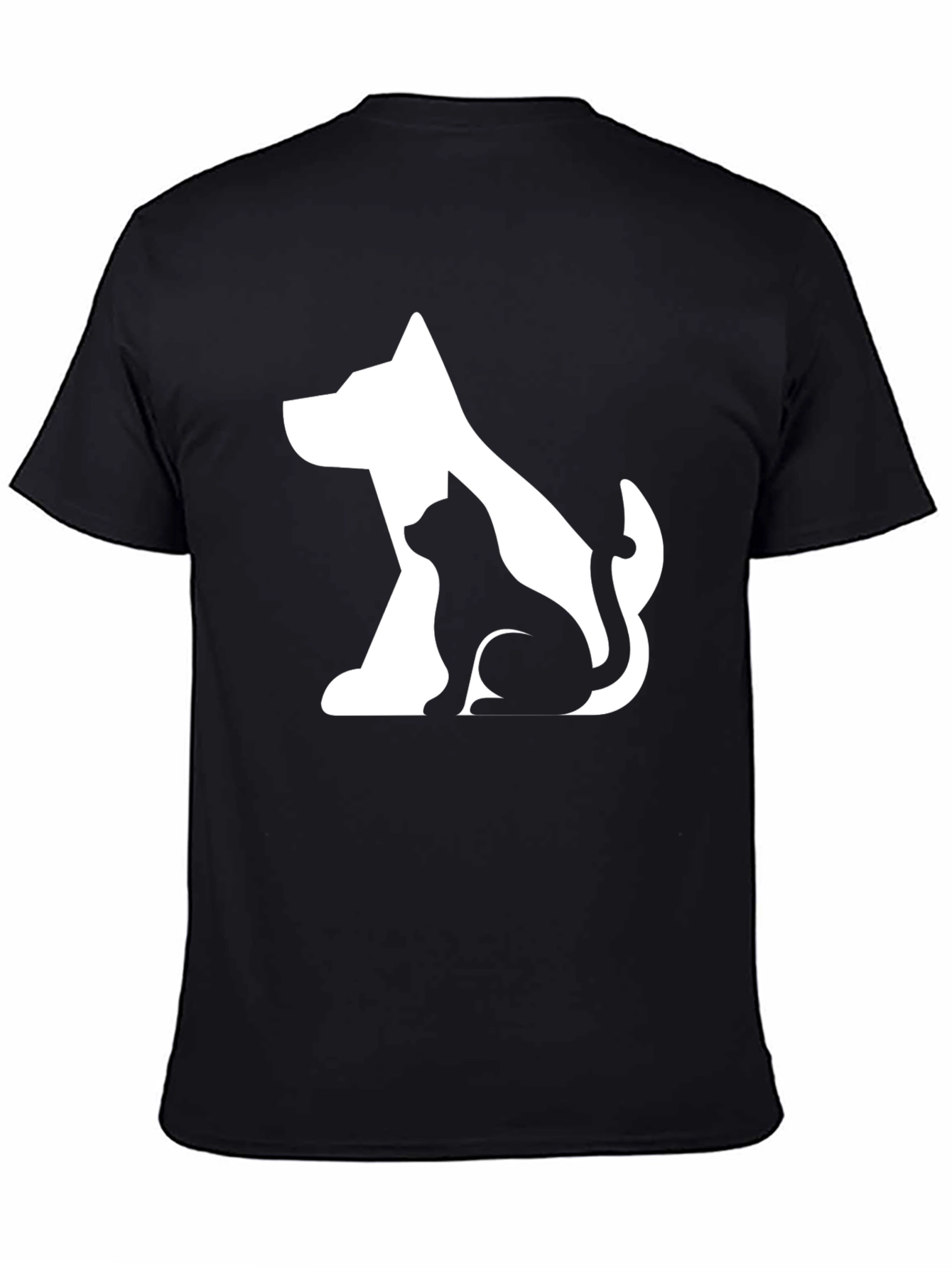 Dog & Cat Graphic Black T-Shirt