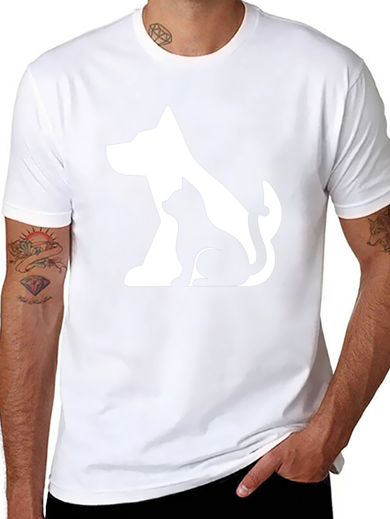 Dog & Cat Graphic Black T-Shirt