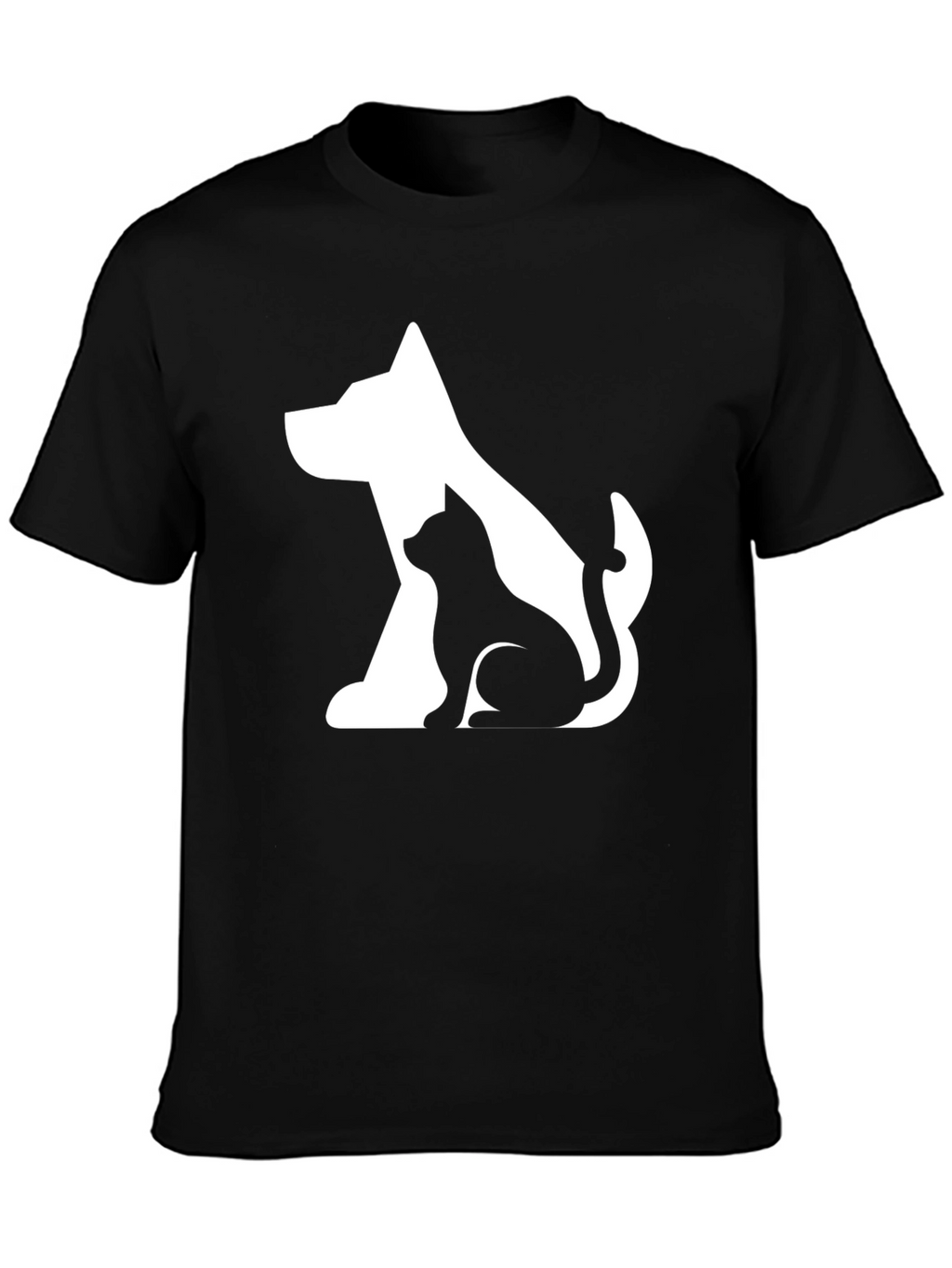 Dog & Cat Graphic Black T-Shirt