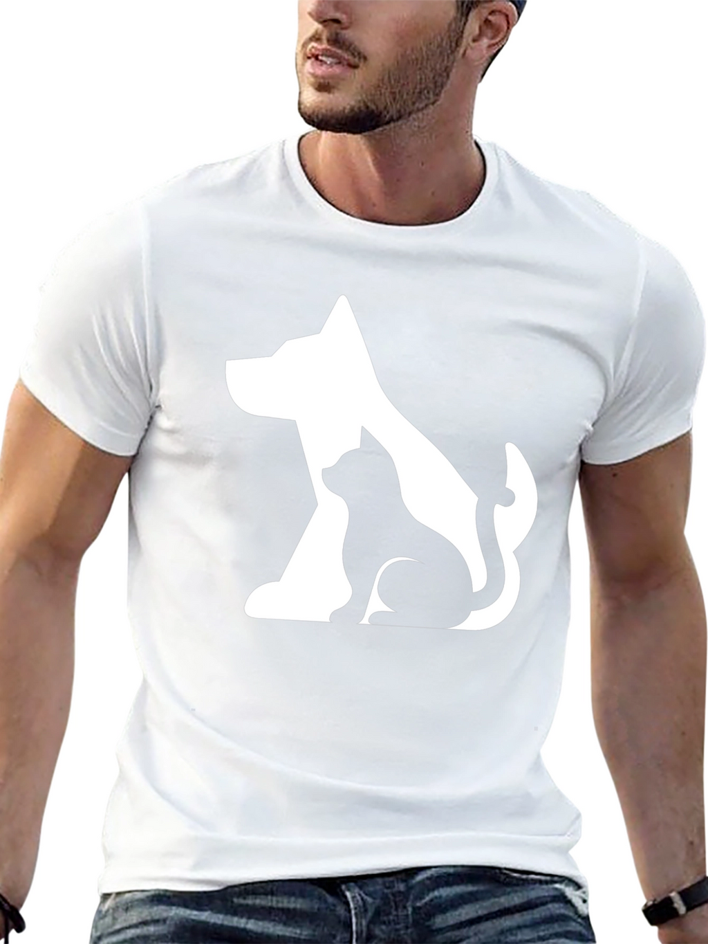Dog & Cat Graphic Black T-Shirt