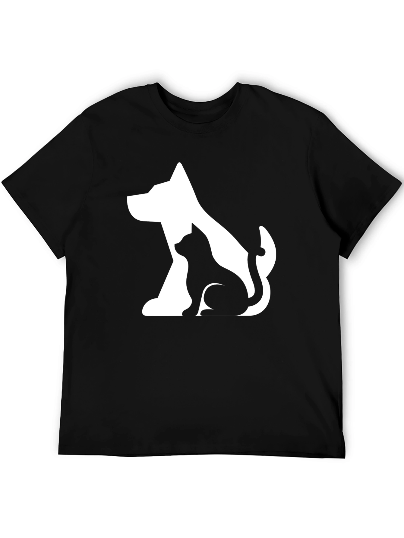 Dog & Cat Graphic Black T-Shirt
