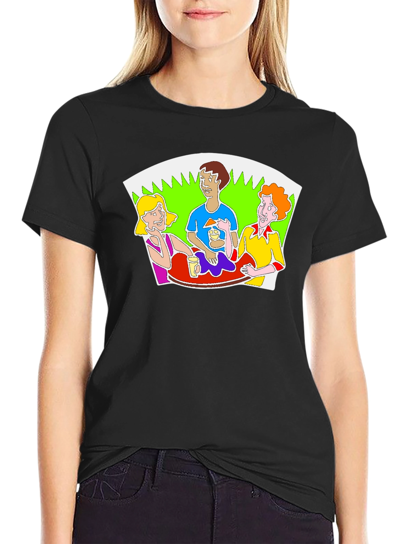 Cartoon Graphic Print Crew Neck T-Shirt