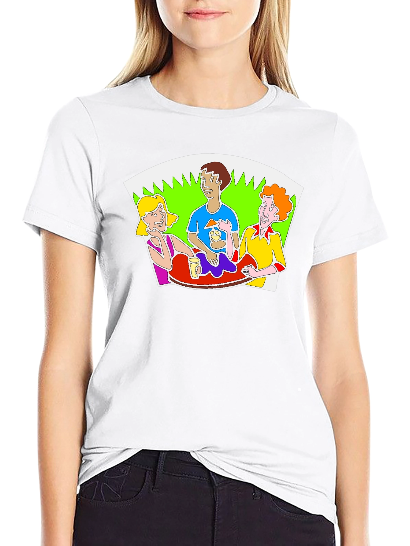 Cartoon Graphic Print Crew Neck T-Shirt