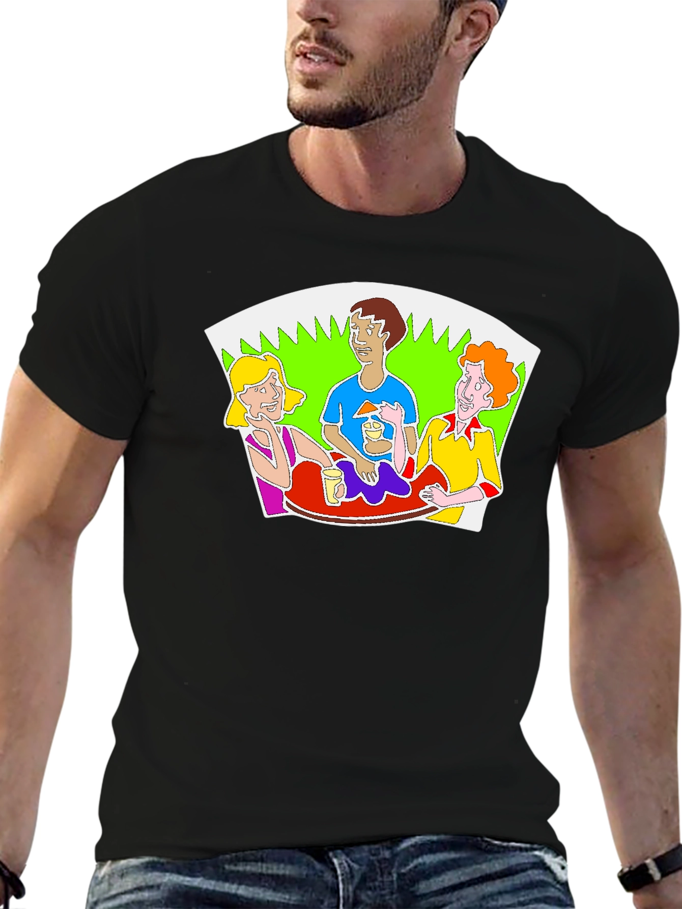 Cartoon Graphic Print Crew Neck T-Shirt