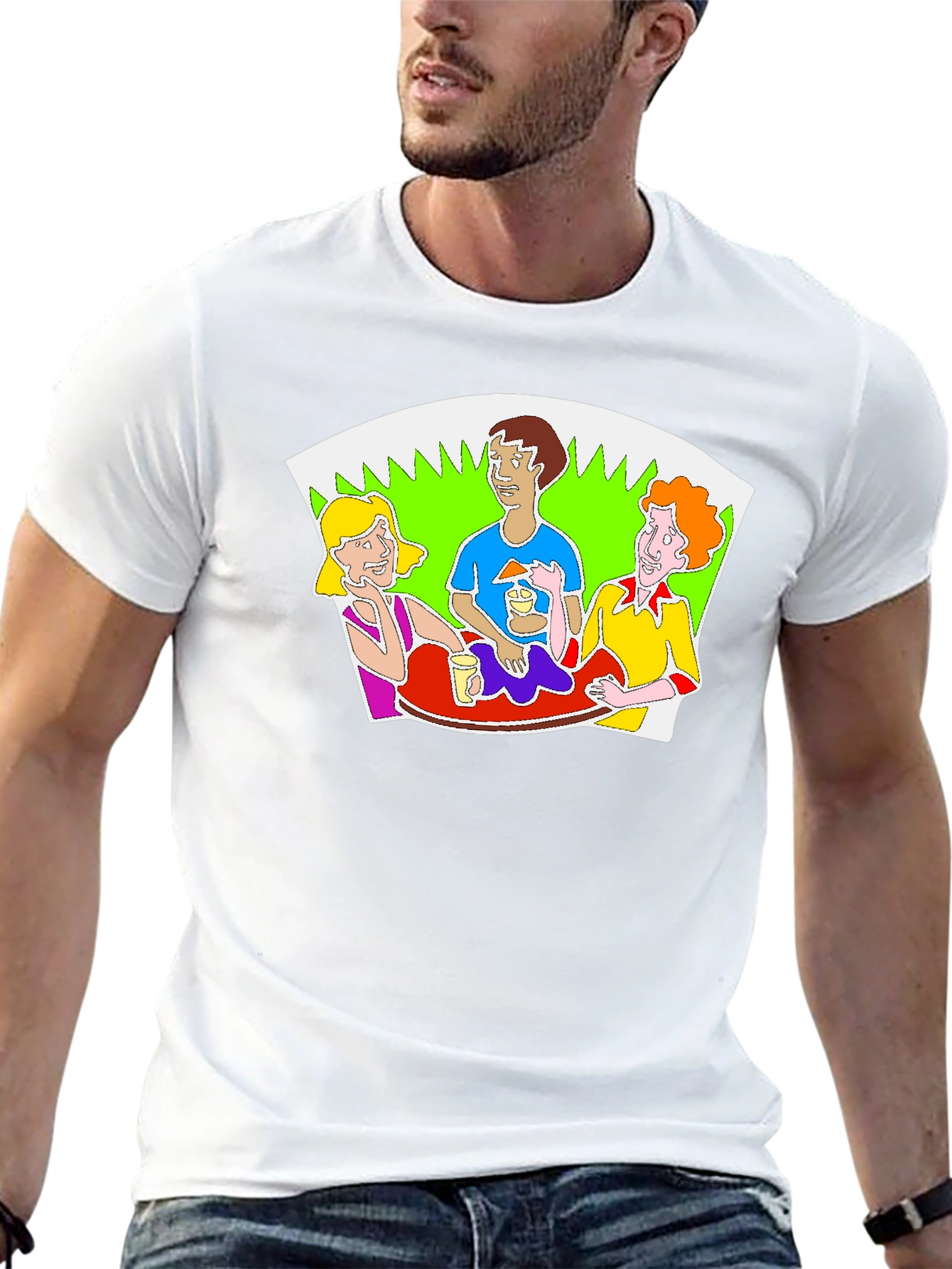 Cartoon Graphic Print Crew Neck T-Shirt