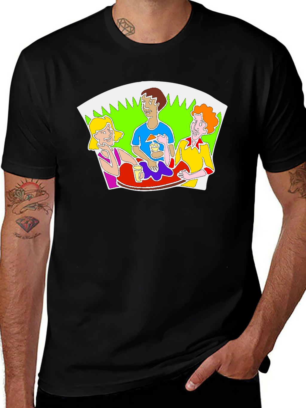 Cartoon Graphic Print Crew Neck T-Shirt