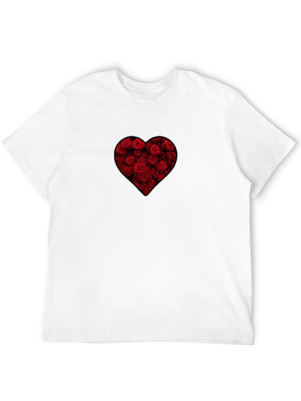 Rose Heart Graphic Tee - Black Cotton Shirt