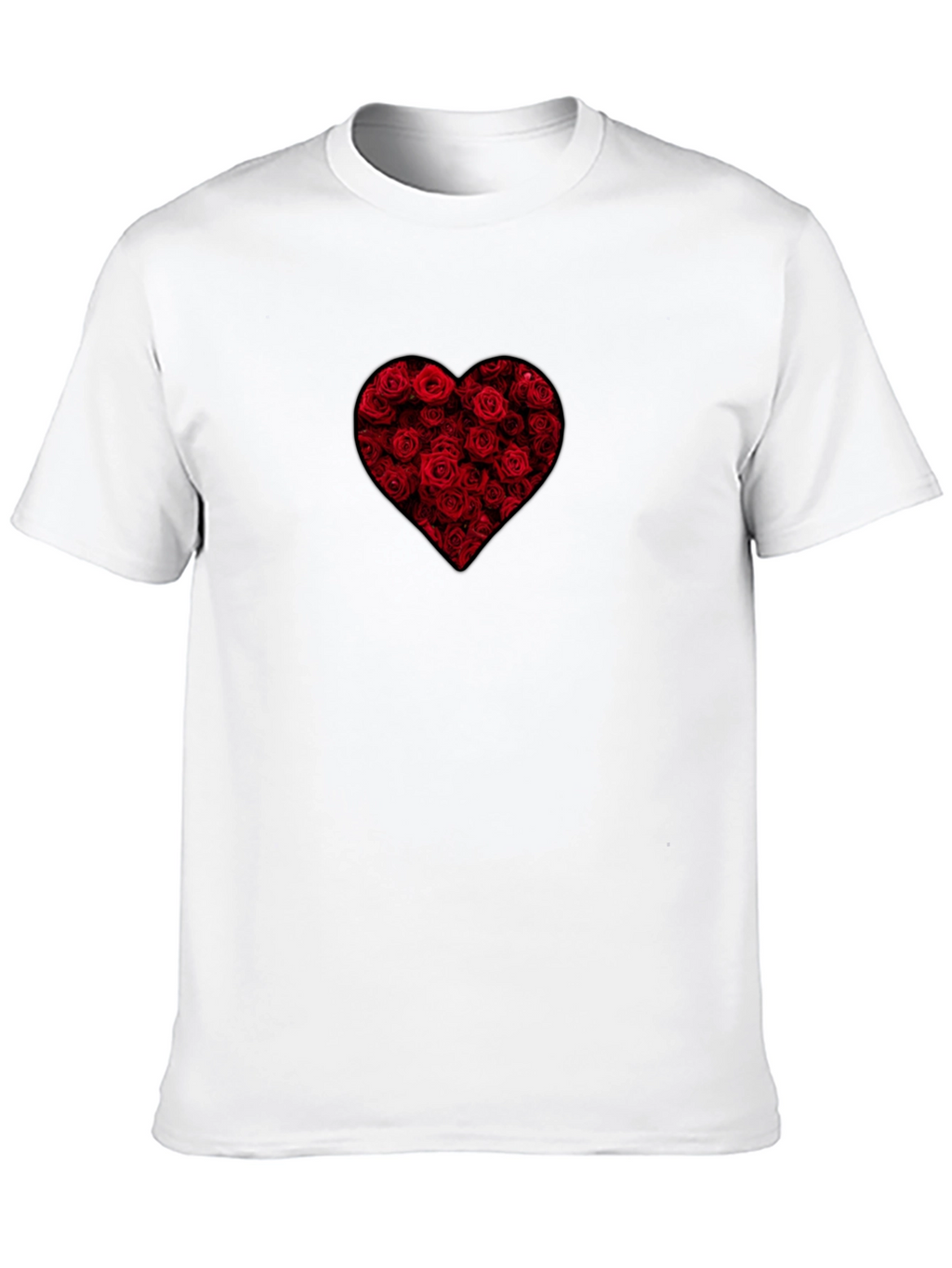 Rose Heart Graphic Tee - Black Cotton Shirt