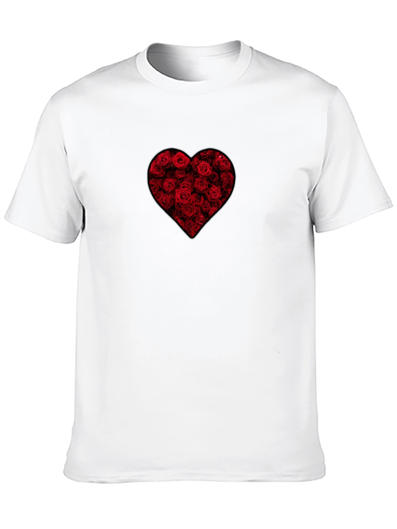 Rose Heart Graphic Tee - Black Cotton Shirt