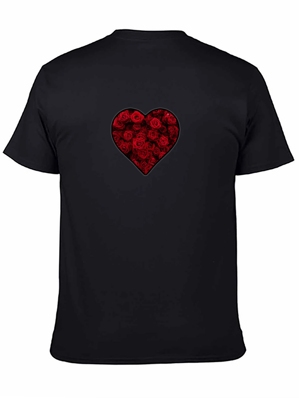 Rose Heart Graphic Tee - Black Cotton Shirt