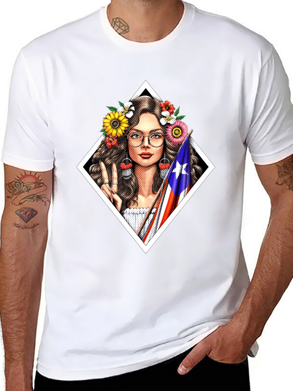 Puerto Rico Pride T-Shirt - Flower Crown Girl