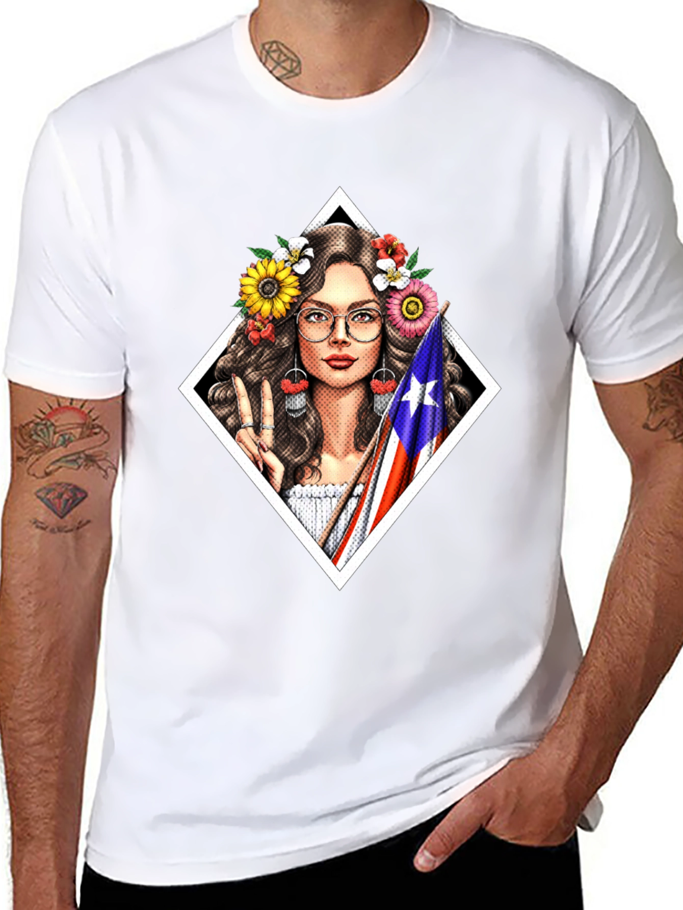 Puerto Rico Pride T-Shirt - Flower Crown Girl