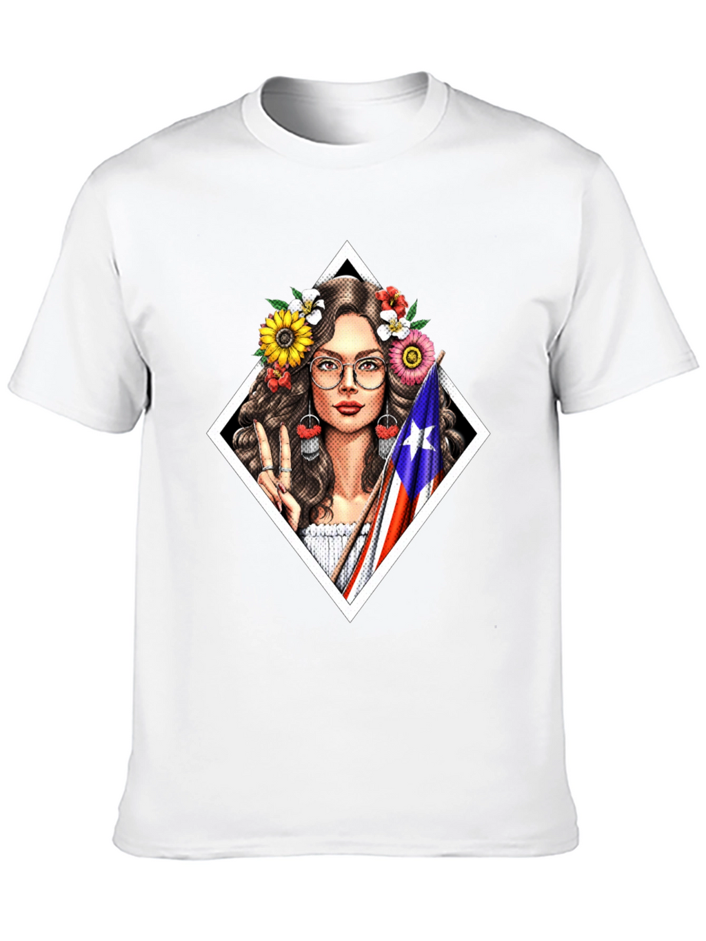 Puerto Rico Pride T-Shirt - Flower Crown Girl