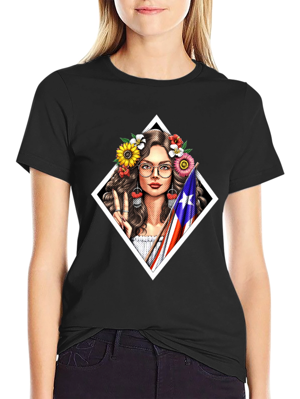 Puerto Rico Pride T-Shirt - Flower Crown Girl