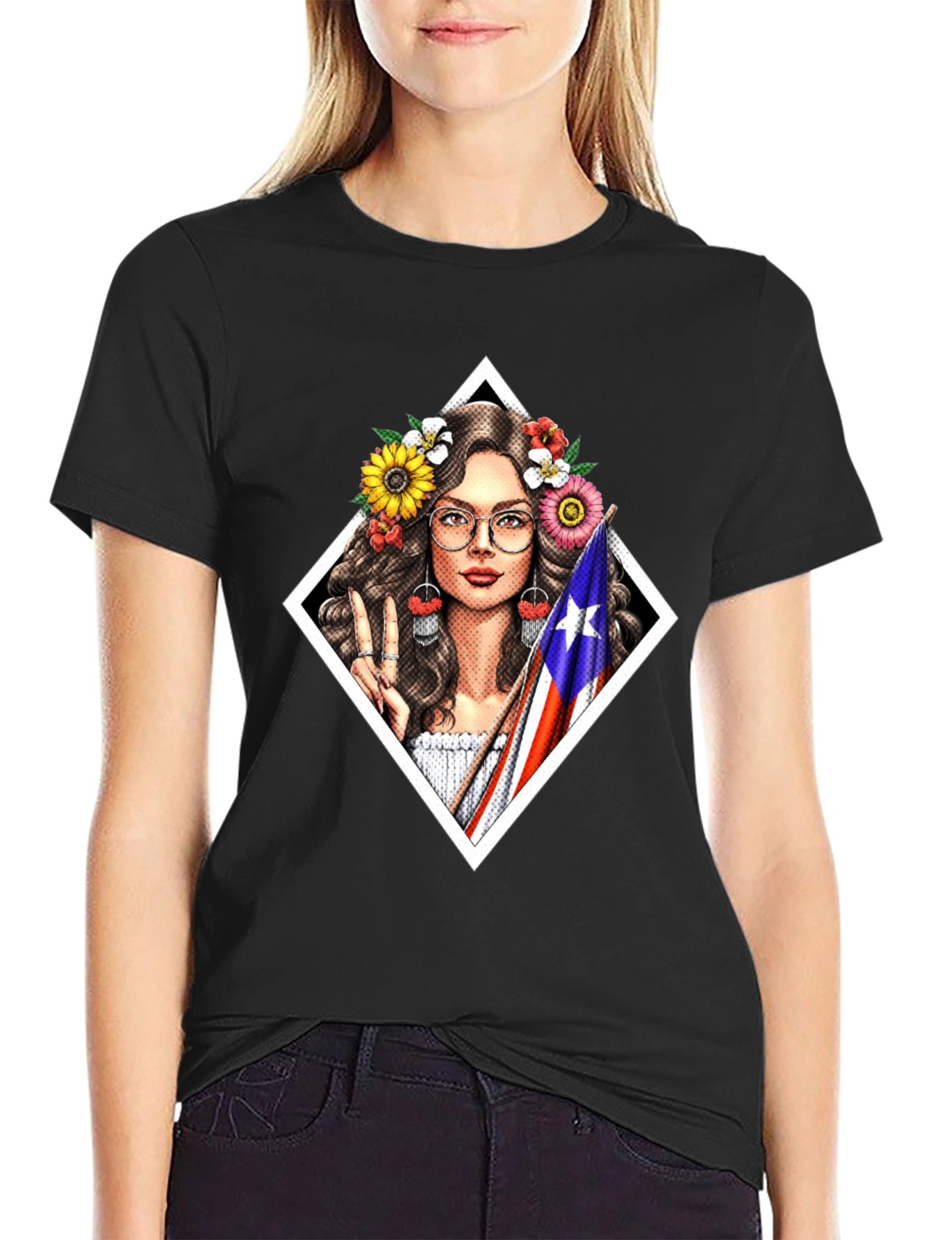Puerto Rico Pride T-Shirt - Flower Crown Girl