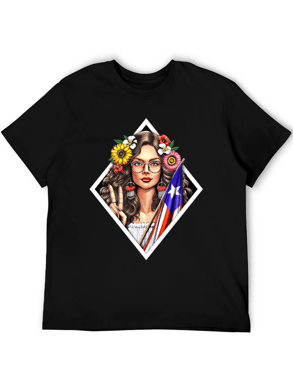 Puerto Rico Pride T-Shirt - Flower Crown Girl