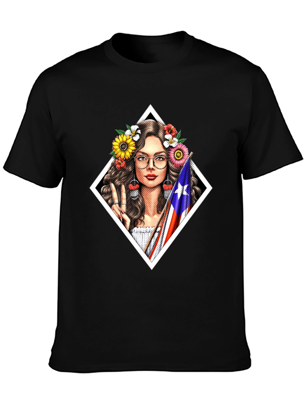 Puerto Rico Pride T-Shirt - Flower Crown Girl