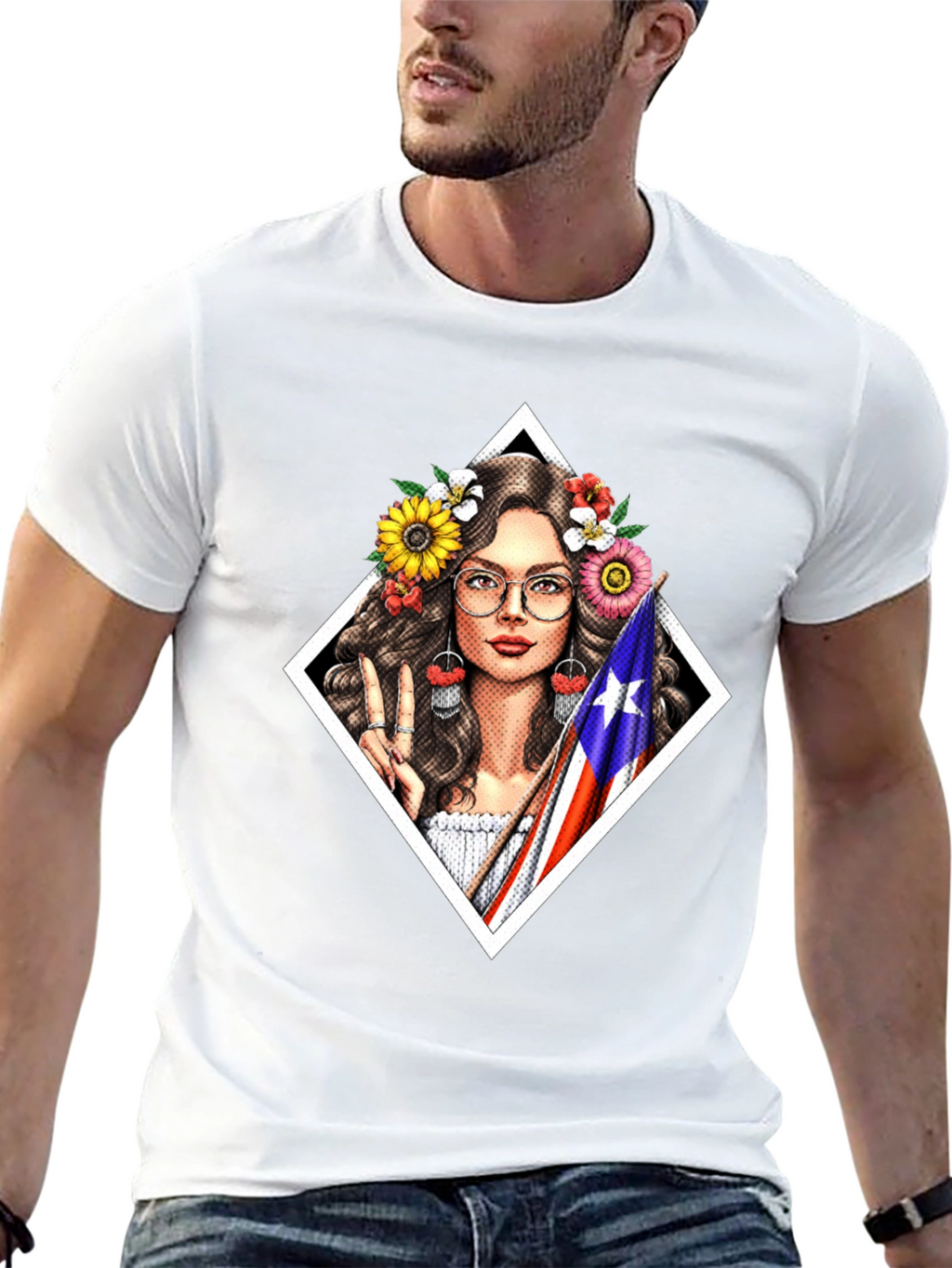 Puerto Rico Pride T-Shirt - Flower Crown Girl