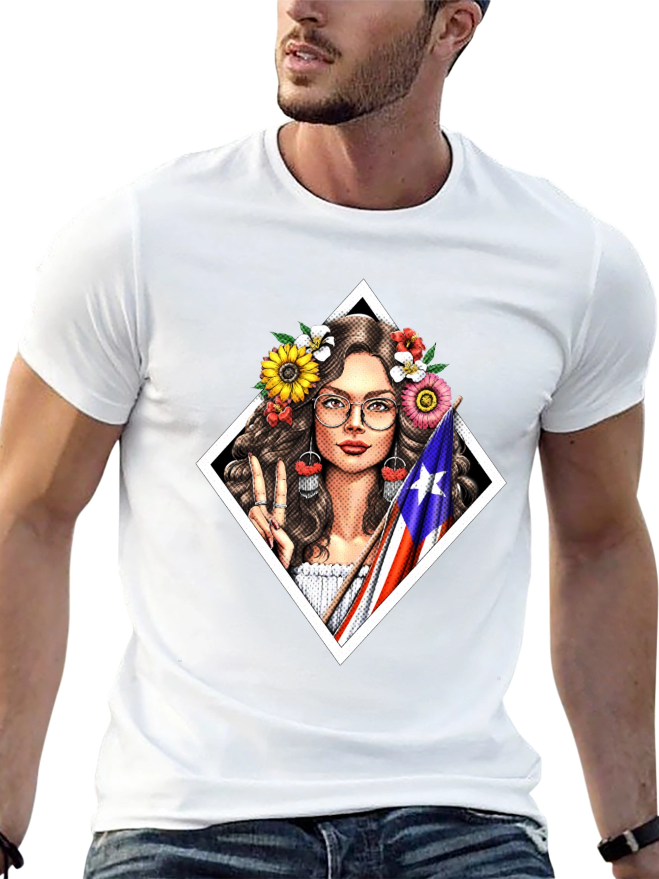 Puerto Rico Pride T-Shirt - Flower Crown Girl