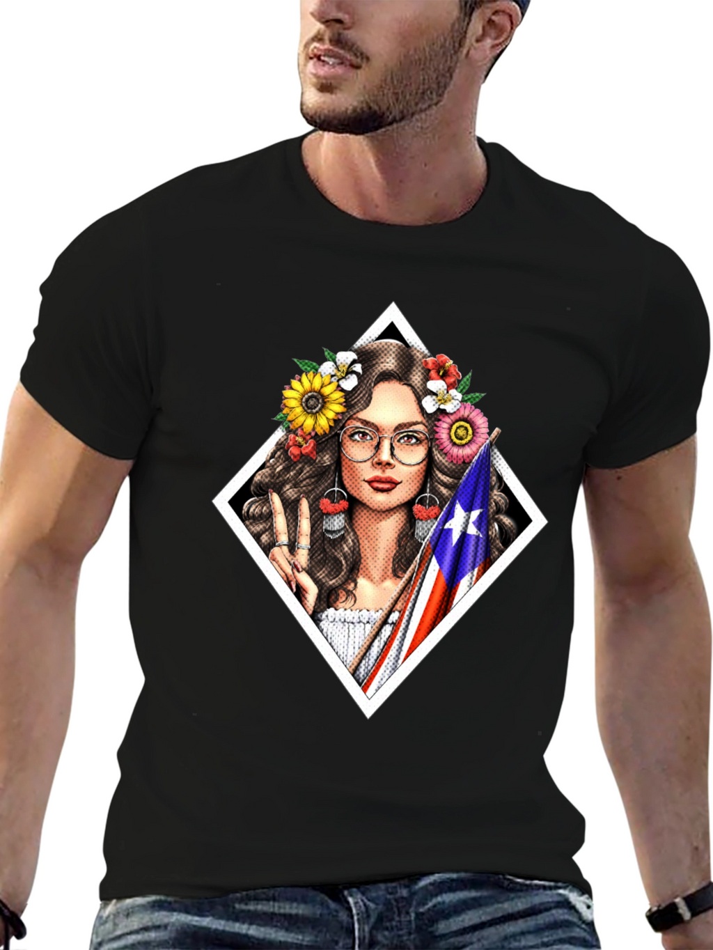 Puerto Rico Pride T-Shirt - Flower Crown Girl