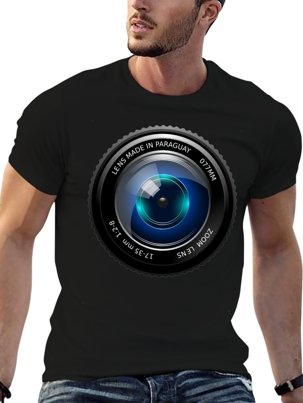 Camera Lens Graphic Print Crew Neck T-Shirt