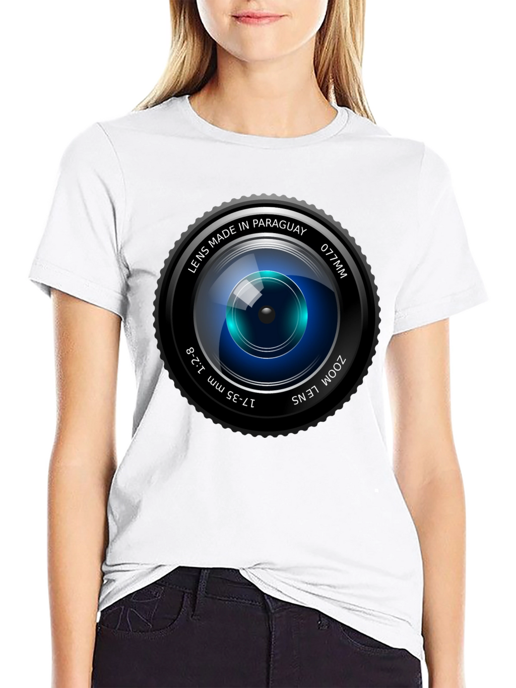 Camera Lens Graphic Print Crew Neck T-Shirt