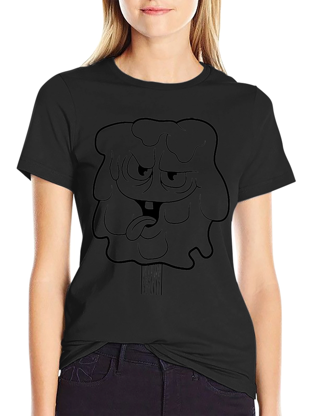 Mens Black Graphic Tee - Cartoon Character