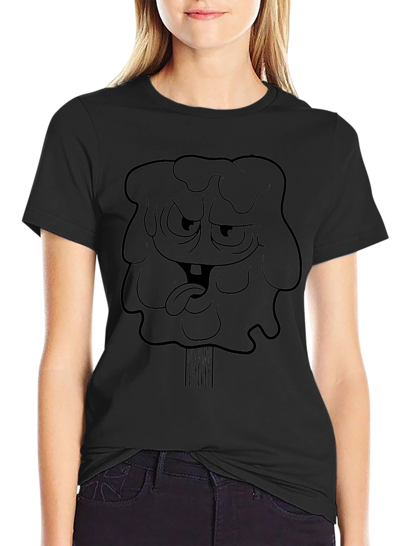 Mens Black Graphic Tee - Cartoon Character