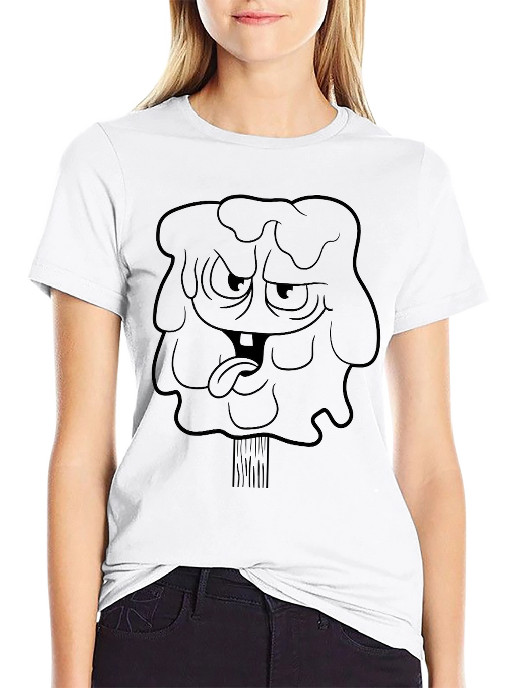 Mens Black Graphic Tee - Cartoon Character