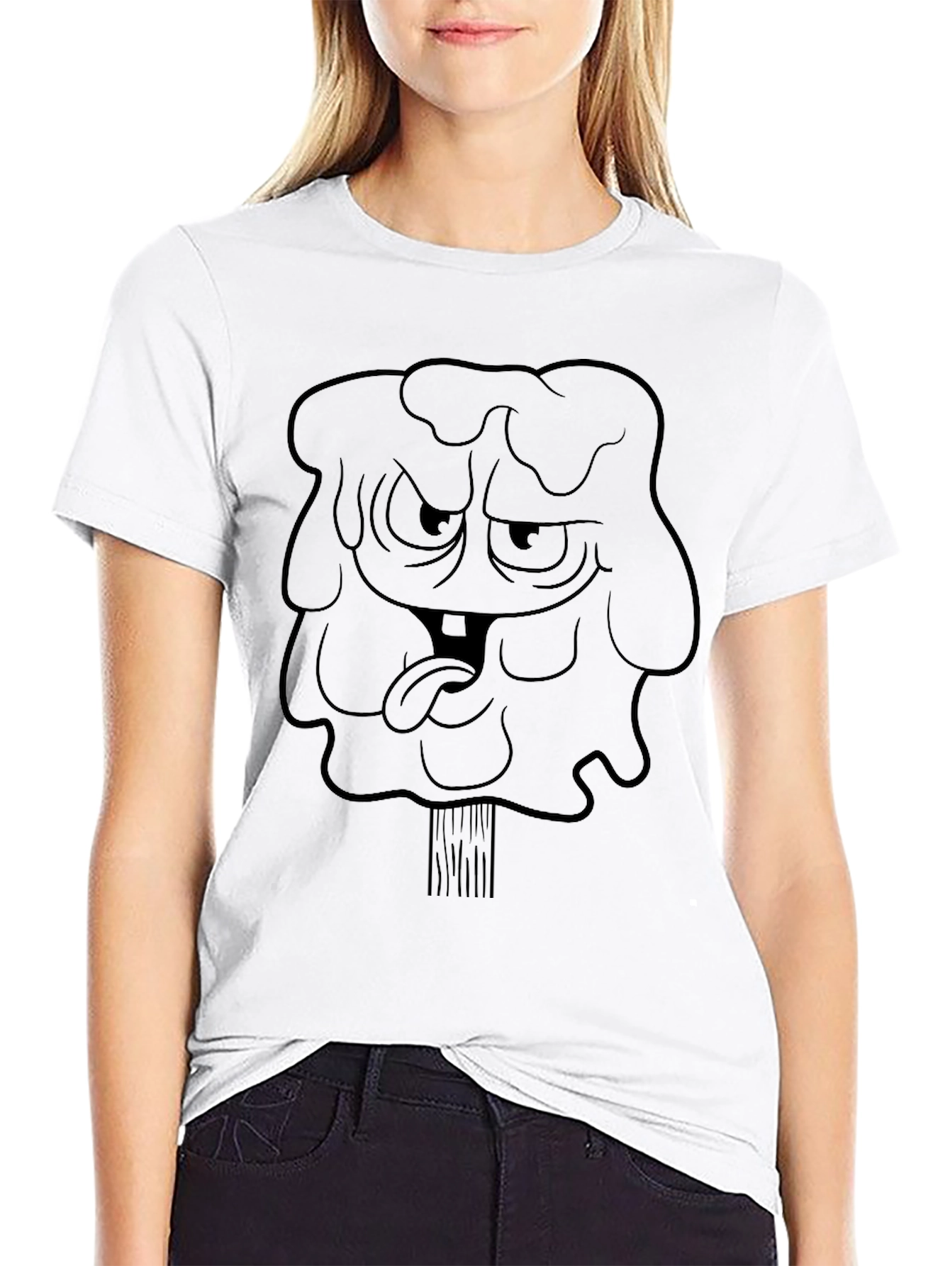 Mens Black Graphic Tee - Cartoon Character