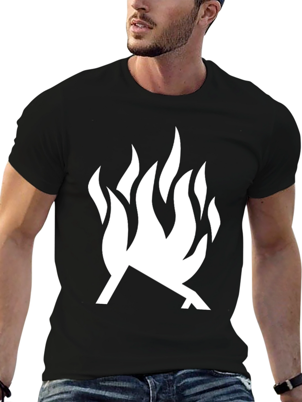 Bold Flame Graphic T-Shirt - Modern Black Tee