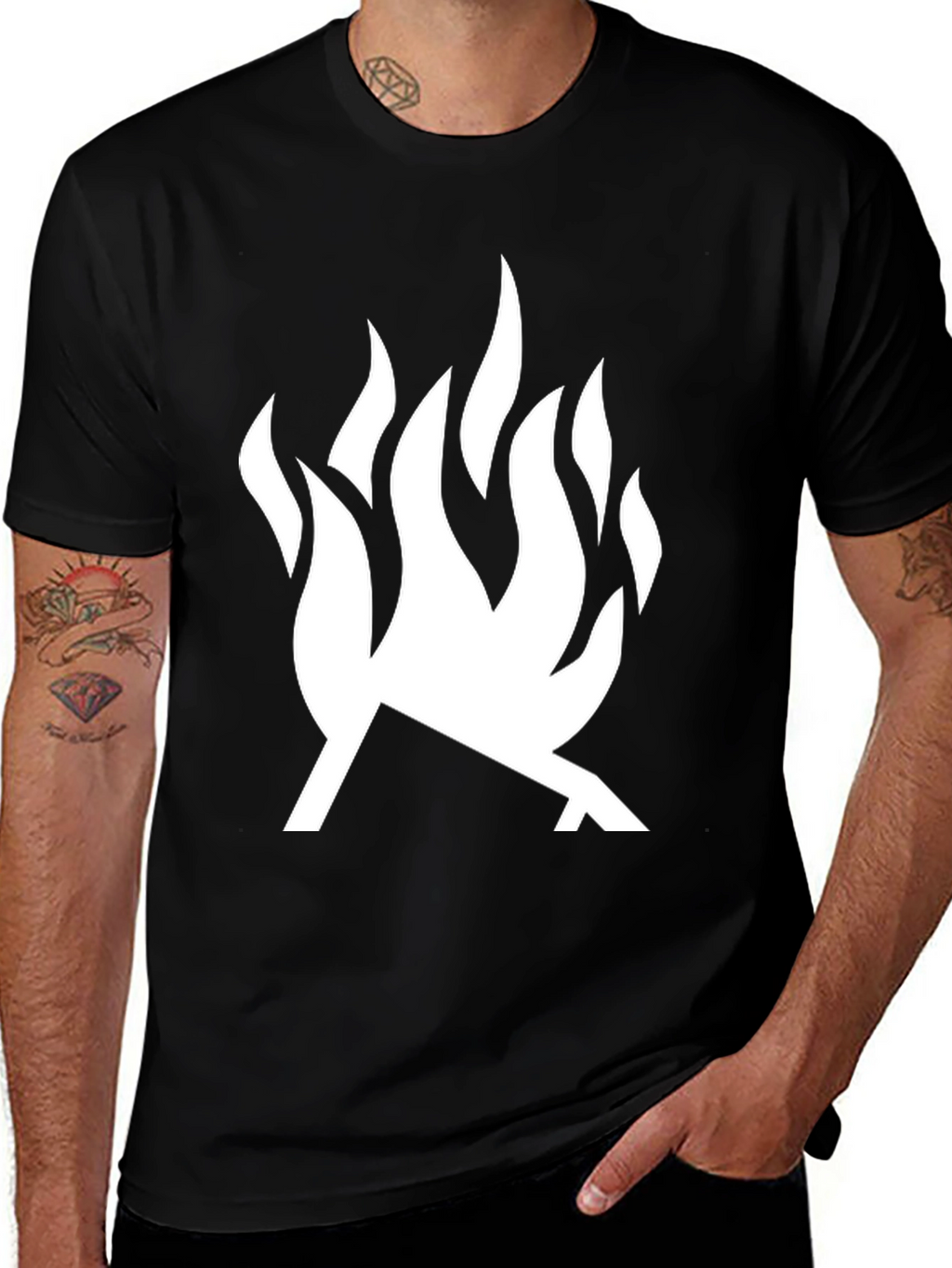Bold Flame Graphic T-Shirt - Modern Black Tee