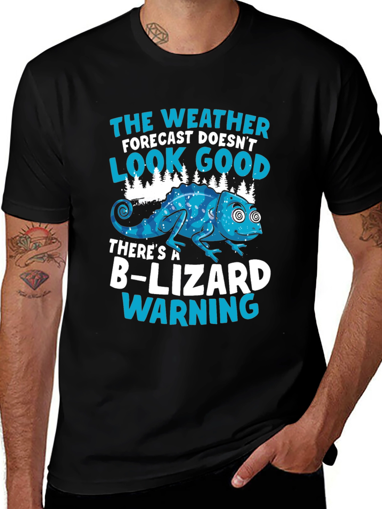 B-Lizard Warning Funny Graphic T-Shirt