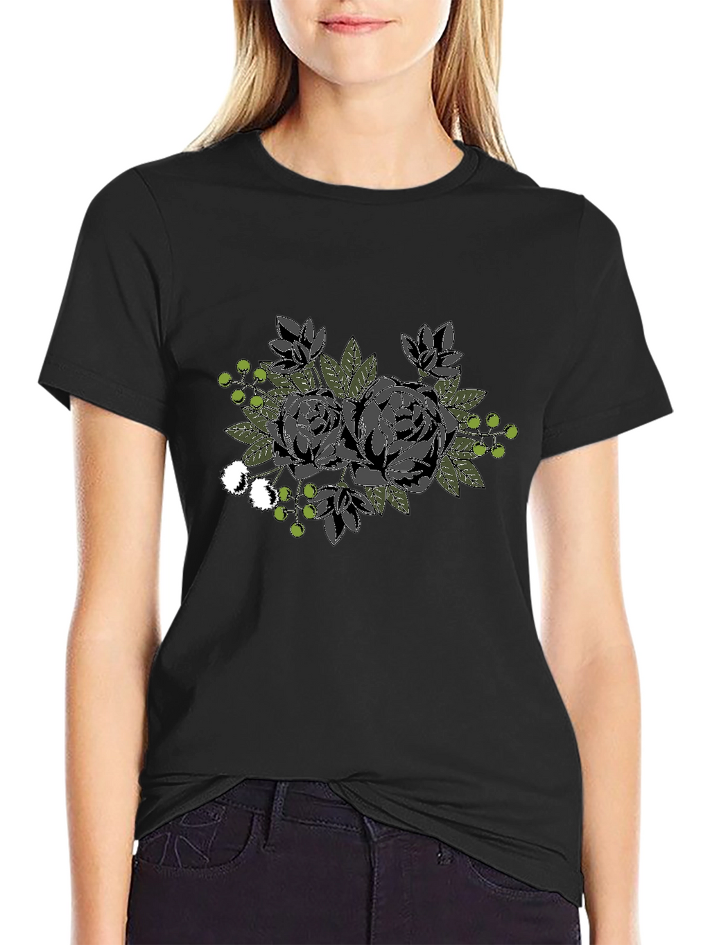 Floral Graphic Black T-Shirt