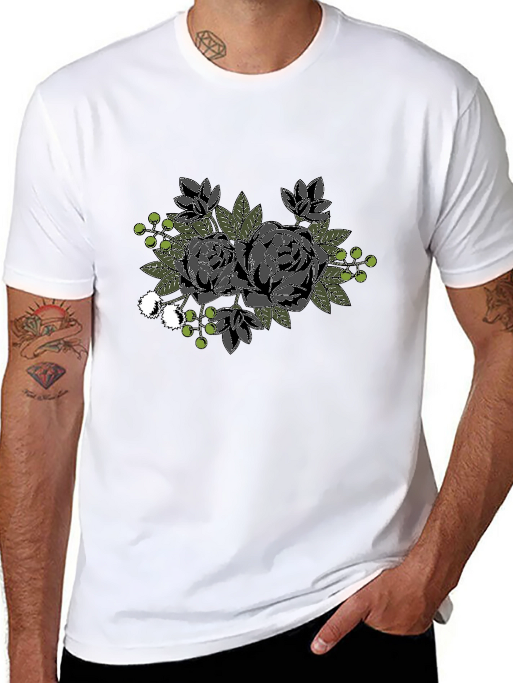 Floral Graphic Black T-Shirt
