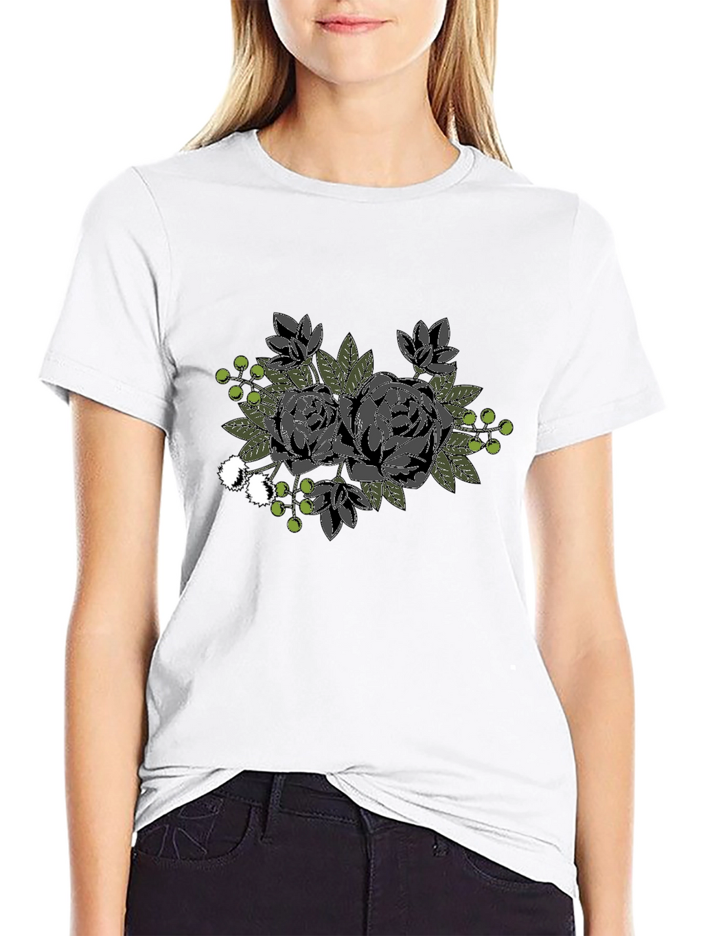 Floral Graphic Black T-Shirt