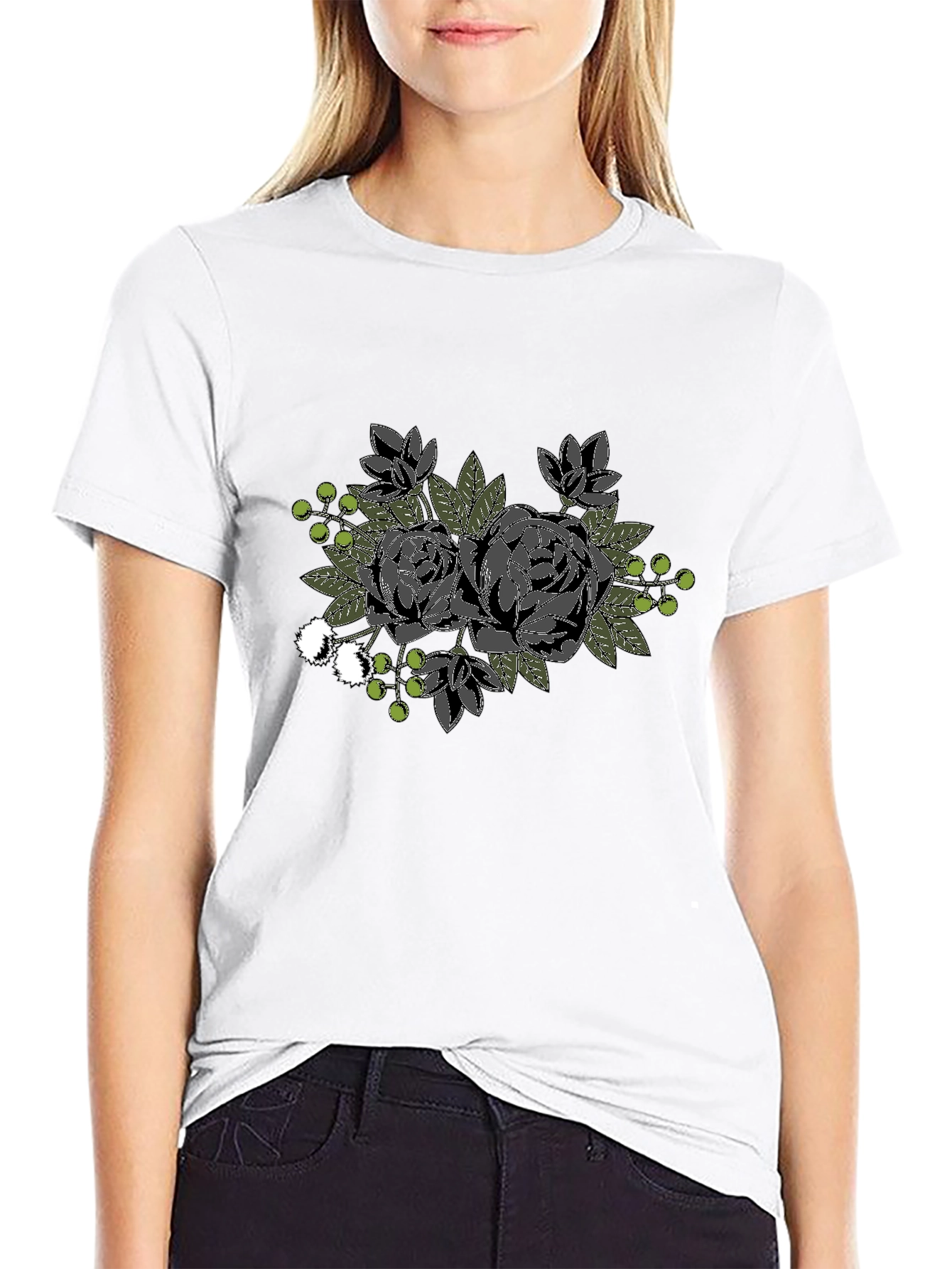 Floral Graphic Black T-Shirt