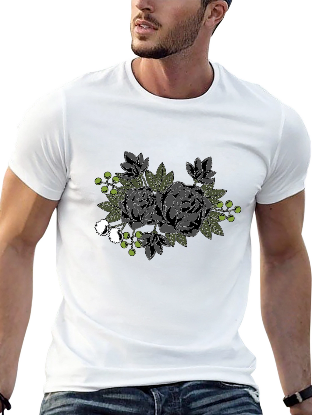 Floral Graphic Black T-Shirt