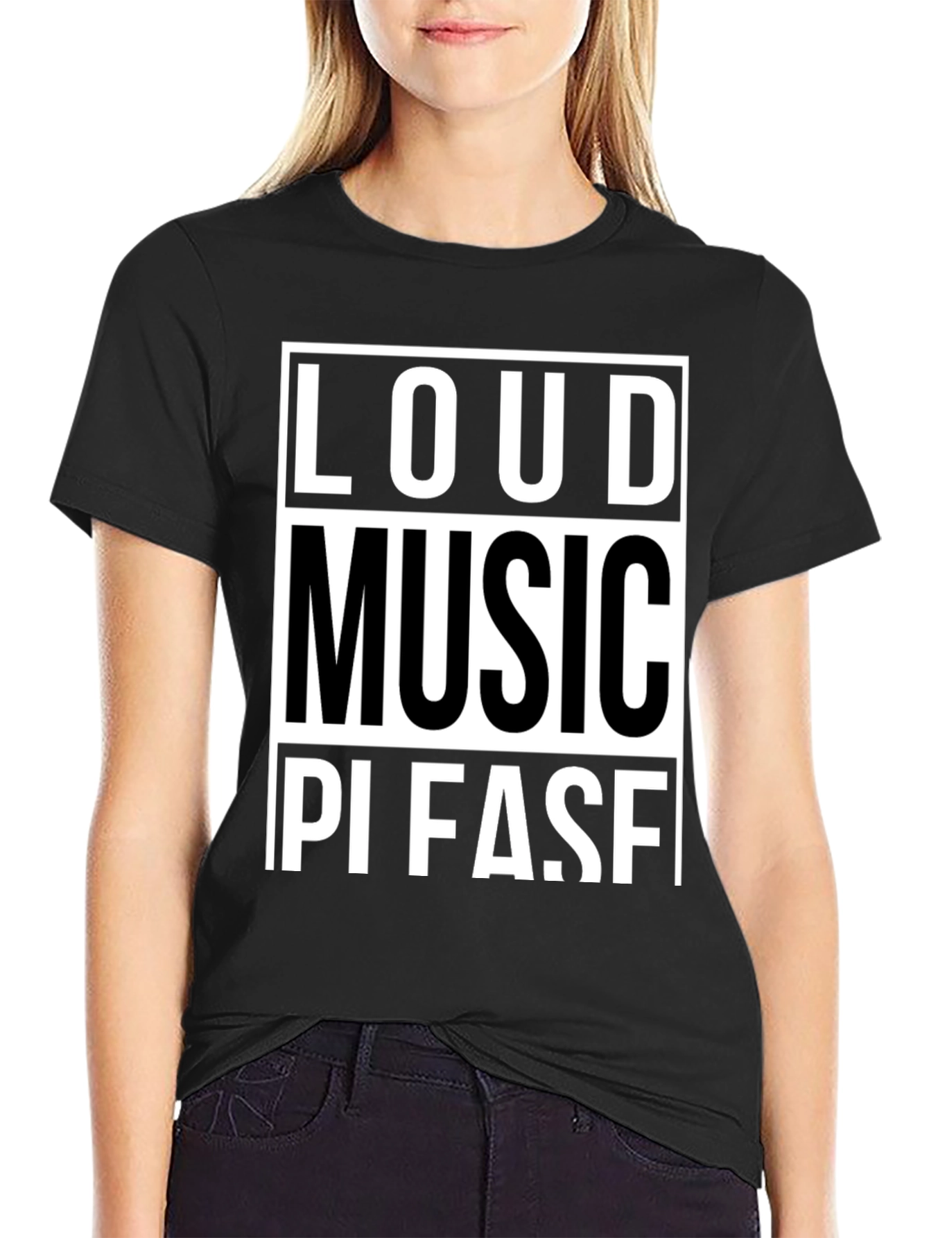 Loud Music Please! Graphic Tee - Black Cotton T-Shirt