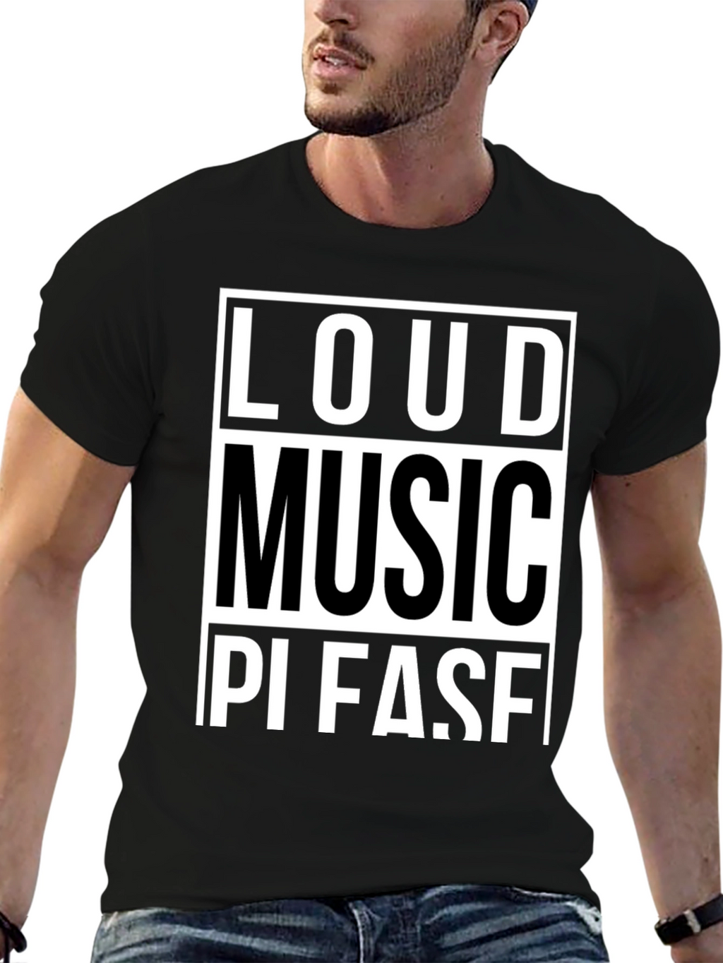 Loud Music Please! Graphic Tee - Black Cotton T-Shirt
