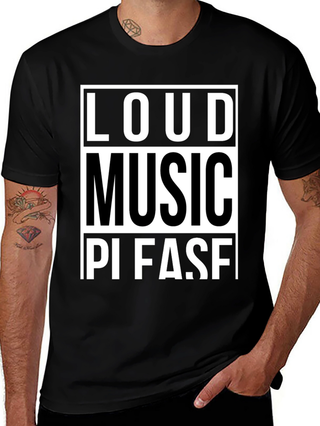 Loud Music Please! Graphic Tee - Black Cotton T-Shirt