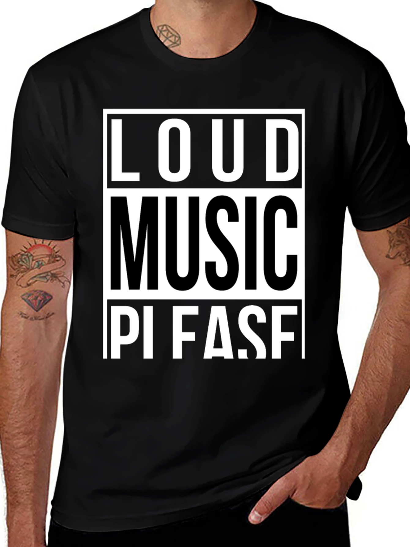 Loud Music Please! Graphic Tee - Black Cotton T-Shirt