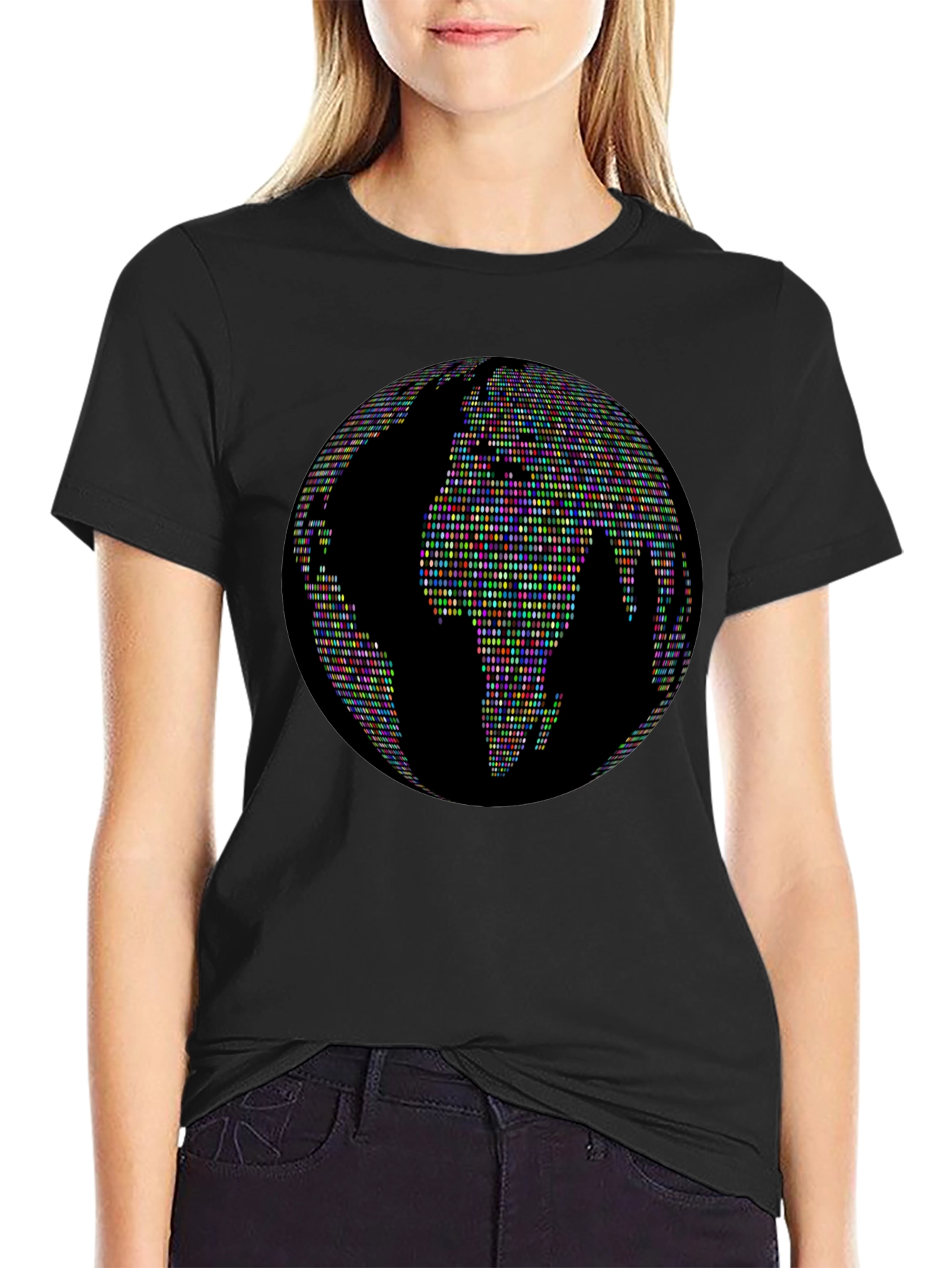 Globe People Graphic Print Black T-Shirt