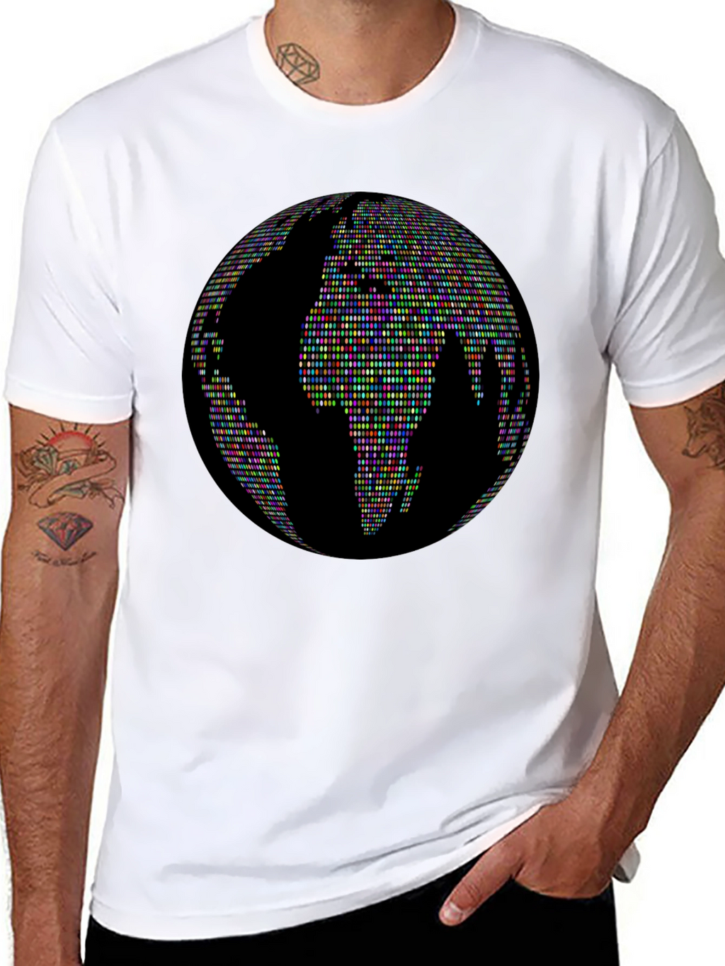Globe People Graphic Print Black T-Shirt